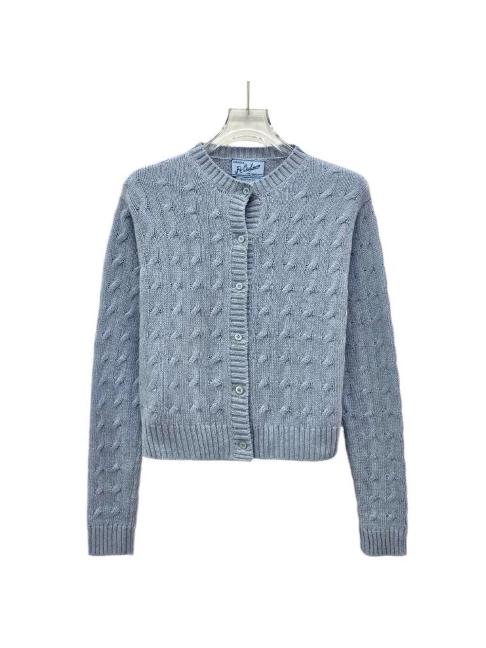 Prada Blue Cable-Knit Cashmere Cardigan